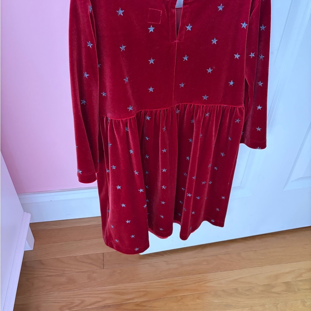 GAP Kids Red Velvet Dress with Silver Stars